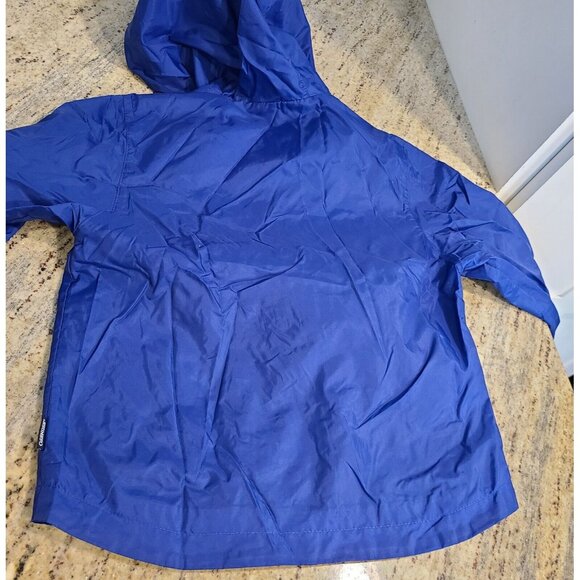 Vintage OshKosh Blue Windbreaker Rain Jacket Hooded Size 6/7 Packable - Picture 13 of 14